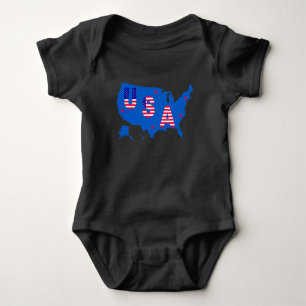 Body Para Bebé EEUU Mapa Patriótico Americano/ Estrellas de bande