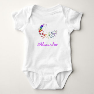 Body Para Bebé El amor es amor Pluma de Arcoíris Personalizado Be