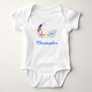Body Para Bebé El amor es amor Pluma de Arcoíris Personalizado Ni