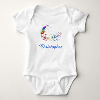 Body Para Bebé El amor es amor Pluma de Arcoíris Personalizado Ni
