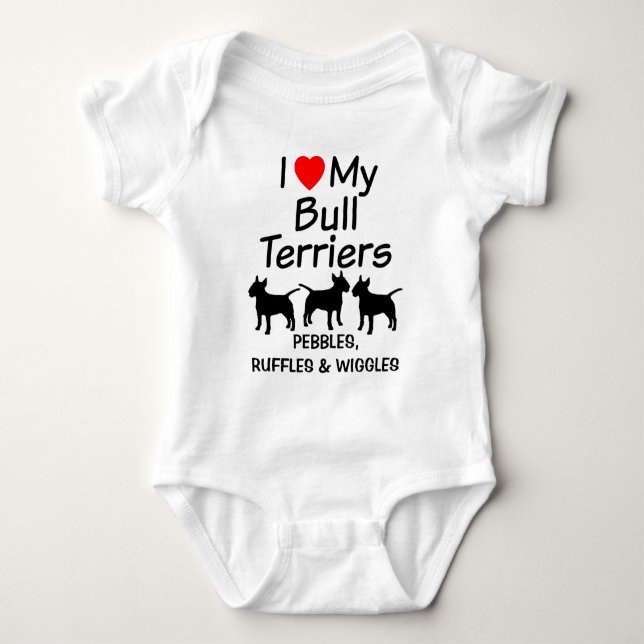 Body Para Bebé El bebé ama a tres perros bull terrier (Anverso)