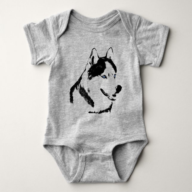 Body Para Bebé El bebé Husky Bodysuit bebé Siberian Husky Una pie (Anverso)