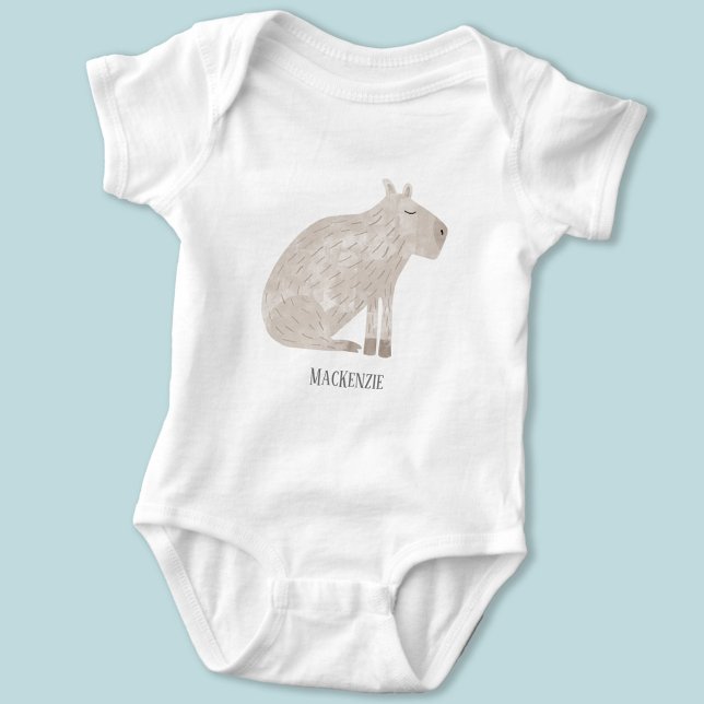 Body Para Bebé El capibara personalizado (Cute capybara personalized name baby bodysuit)
