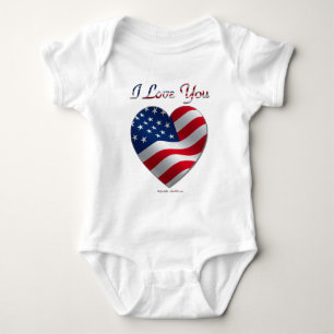 Body Para Bebé El corazón de la bandera de Estados Unidos te amo