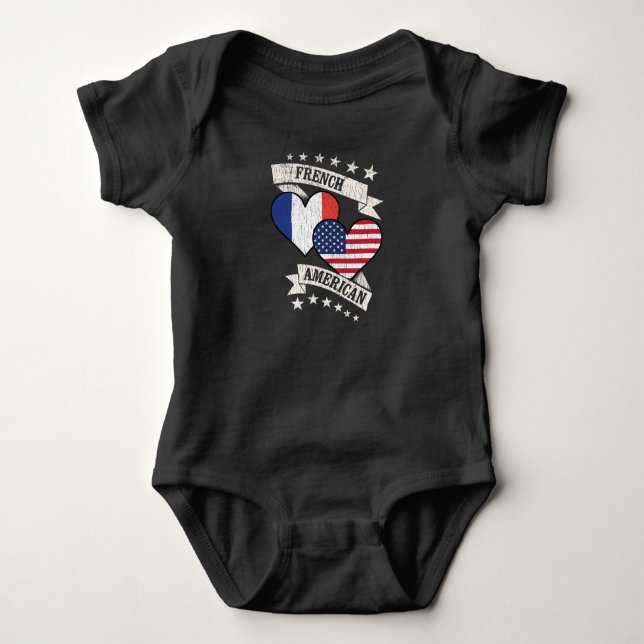 Body Para Bebé El Corazón Francés Americano Bandera Francia Améri (Anverso)