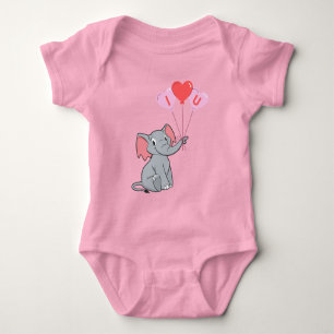 Body Para Bebé El día de San Valentín de elefante lindo