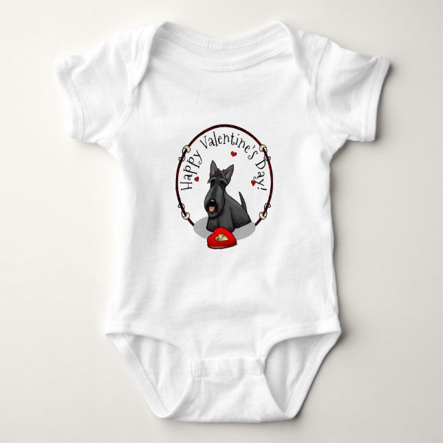 Body Para Bebé El día de San Valentín (rojo) Scottie Dog (negro)  (Anverso)