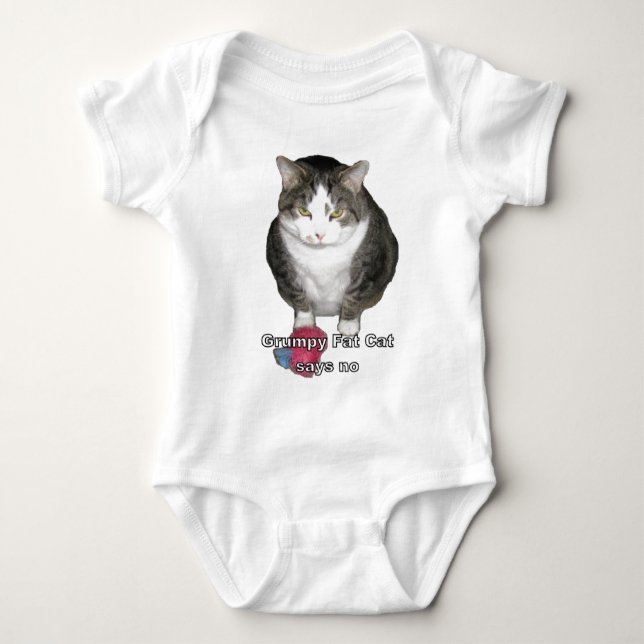 Body Para Bebé El gato gordo gruñón dice no (Anverso)