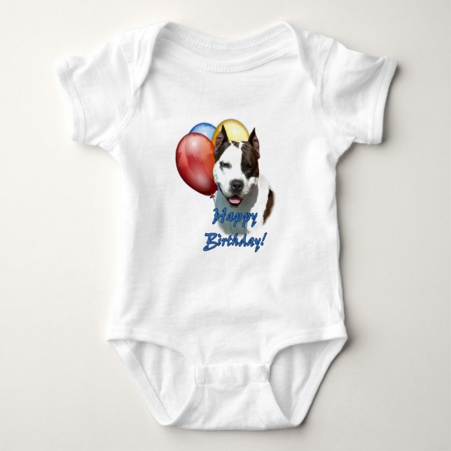 Body Para Bebé El globo de cumpleaños feliz de AmStaff. (Anverso)