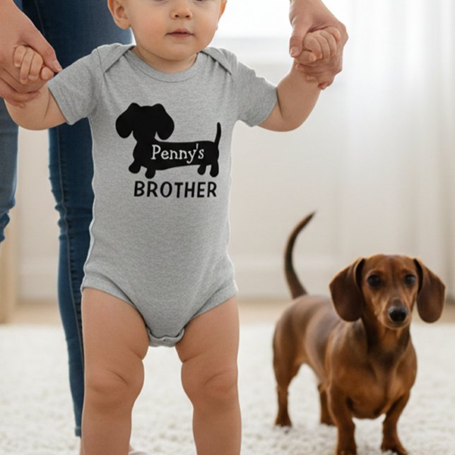 Body Para Bebé El hermano bebé de Dachshund personalizado con su  (Personalized dachshund baby outfit )