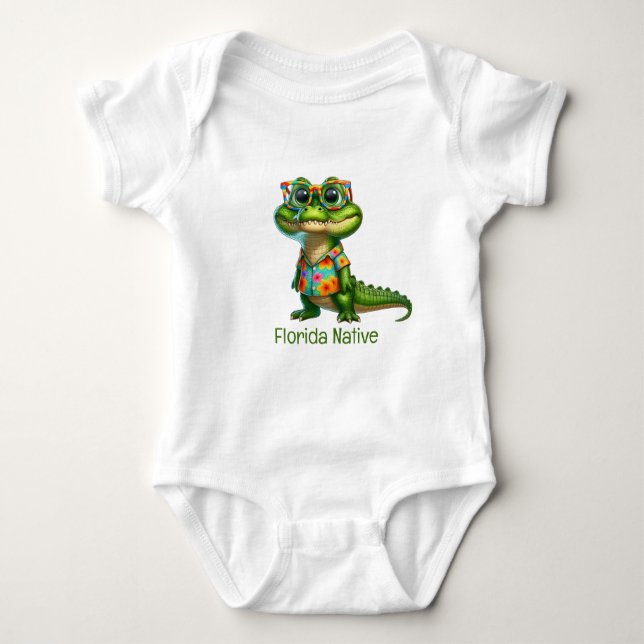 Body Para Bebé El lagarto en la camiseta tropical (Anverso)