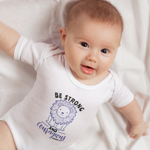 Body Para Bebé El León Azul Cuto Sé Fuerte Biblia Verse Faith
