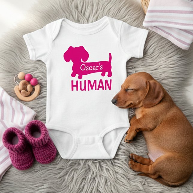 Body Para Bebé El mejor humano personalizado de Dachshund (Funny dachshund personalized baby outfit - dog's human)
