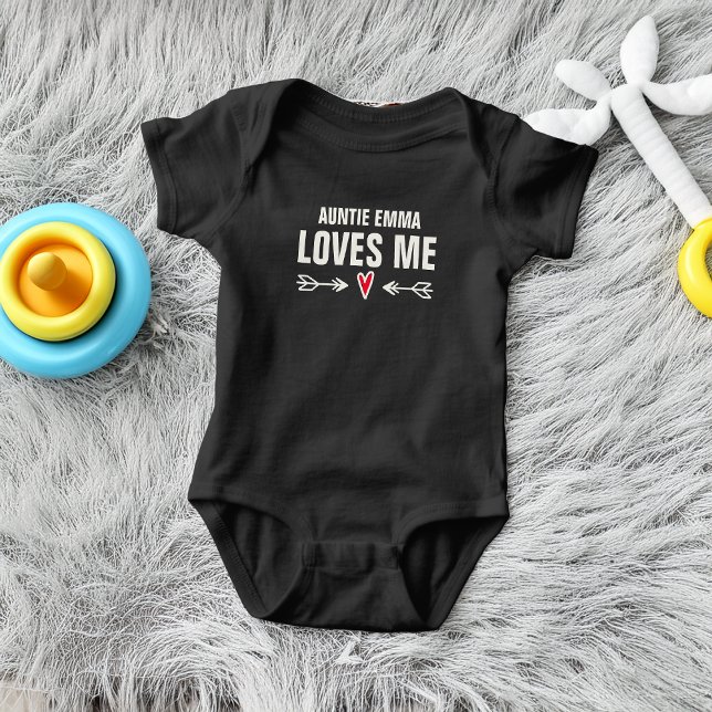 Body Para Bebé El nombre de la tía me ama (Auntie Name Loves Me Baby Bodysuit)