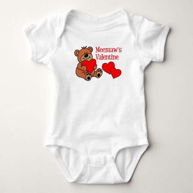 Body Para Bebé El oso de San Valentín de Meemaw (Anverso)