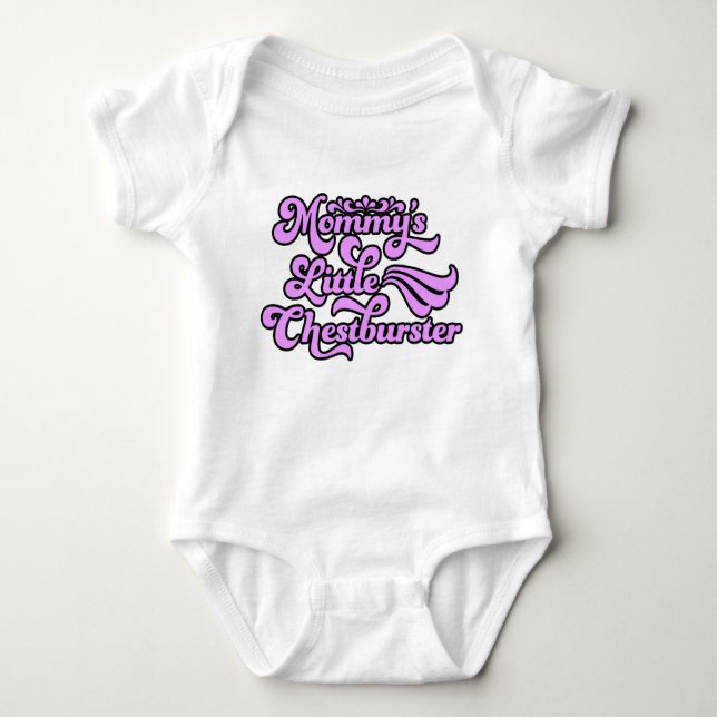 Body Para Bebé El Pequeño Chestburster de mamá, morado al estilo  (Anverso)