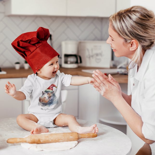 Body Para Bebé El pequeño hipopótamo de Santa, personalizado (Subido por el creador)