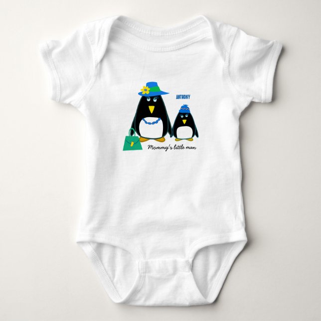 Body Para Bebé El pequeño hombre de mamá. Trajes de bebé pingüino (Anverso)