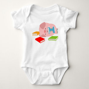 Body Para Bebé El Pequeño Lover De Libros (Cerdo Personalizado) B