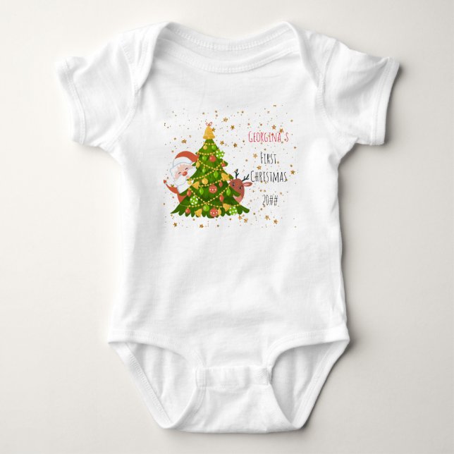 Body Para Bebé El primer árbol de Navidad personalizado Santa Mar (Anverso)