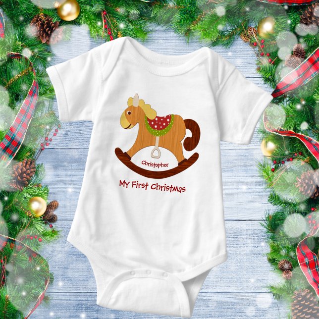 Body Para Bebé El primer caballo de rock navideño del bebé (Subido por el creador)