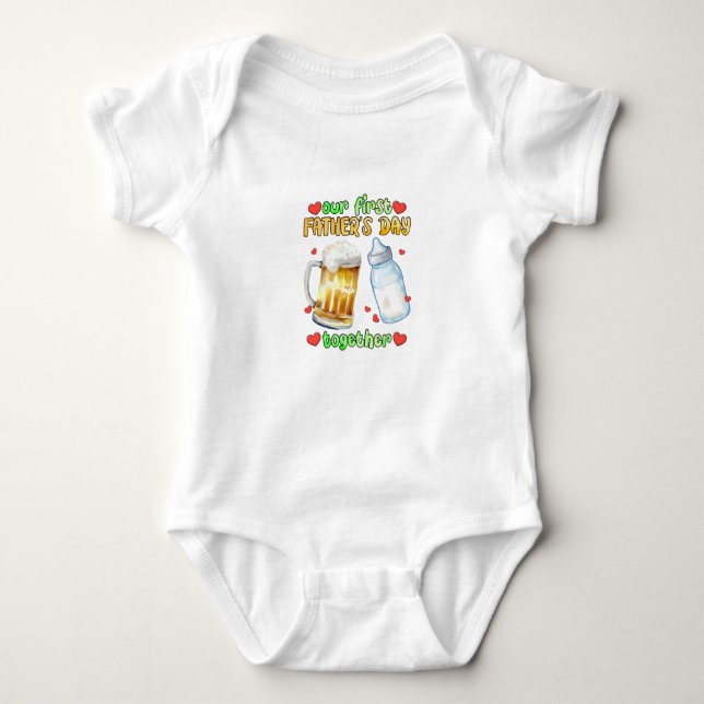 Body Para Bebé El primer día del padre juntos (Anverso)