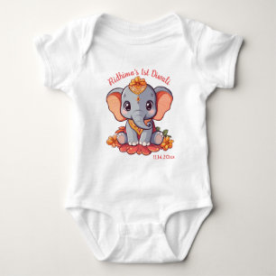 Body Para Bebé El primer Diwali del bebé con un elefante lindo