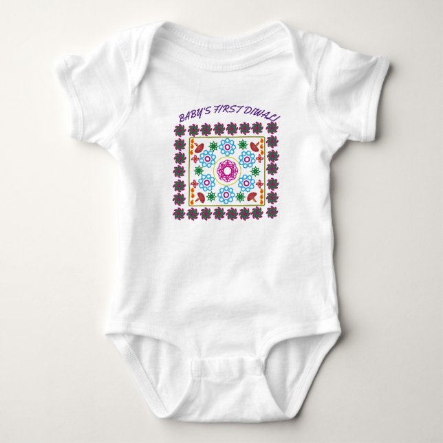 BODY PARA BEBÉ EL PRIMER DIWALI RANGOLI BABY BODYSUIT (Anverso)