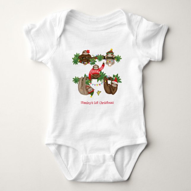 Body Para Bebé El primer Navidad de Sloth Baby (Anverso)