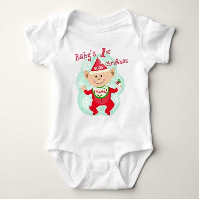 Body Para Bebé El primer navidad del bebé personalizado (Anverso)