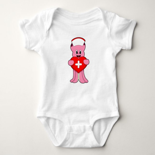 Body Para Bebé El pulpo como enfermera con corazón (Anverso)