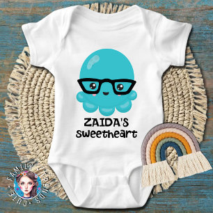 Body Para Bebé El pulpo yiddish amor azul kawaii de Zaida