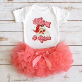 Body Para Bebé El retro rojo rosa Groovy Santa Stay Merry y brill