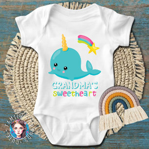 Body Para Bebé El Sweetheart Kawaii Narwhal de la Abuela