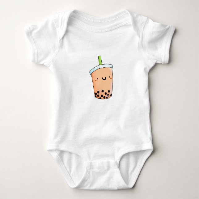Body Para Bebé El té corto Kawaii Boba (Anverso)