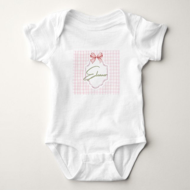 Body Para Bebé Eleanor Baby Nursery Gingham Personalizado (Anverso)