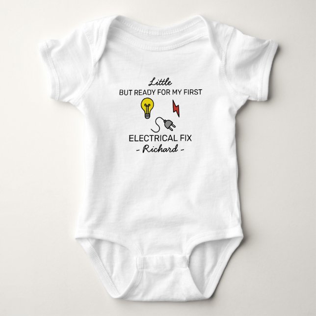 Body Para Bebé Electrician Baby Announcement First Electrical Fix (Anverso)