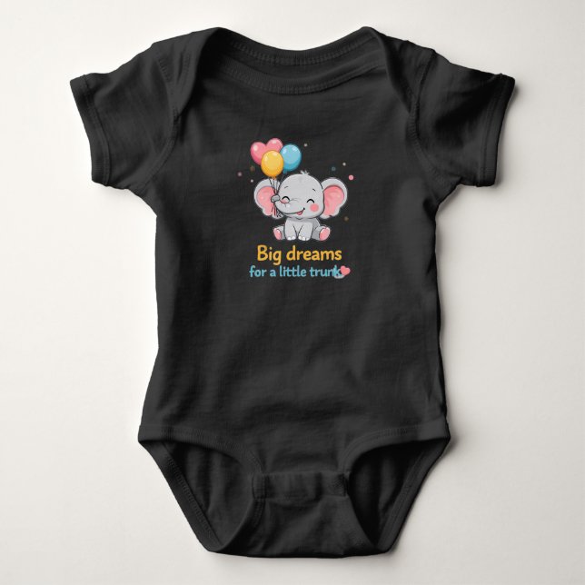 Body Para Bebé Elefante Adorable con Globos - Grandes Sueños para (Anverso)