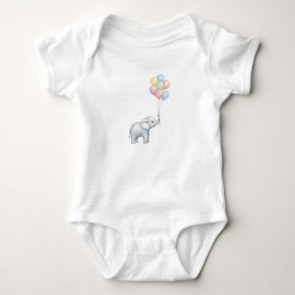Body Para Bebé Elefante Adorable de Acuarela con Globos Pastel 