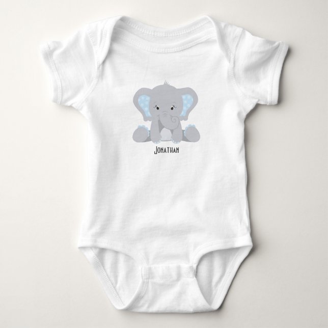 Body Para Bebé Elefante azul personalizado (Anverso)
