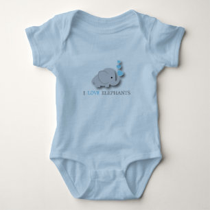 Body Para Bebé Elefante bebé azul y gris