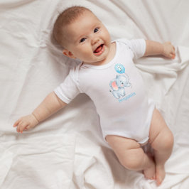 Body Para Bebé Elefante bebé con globo de primer cumpleaños