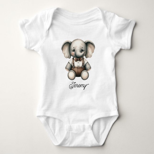 Body Para Bebé Elefante bebé lindo con corbatín (Anverso)