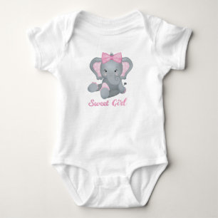 Body Para Bebé Elefante bebé lindo con lazo rosa