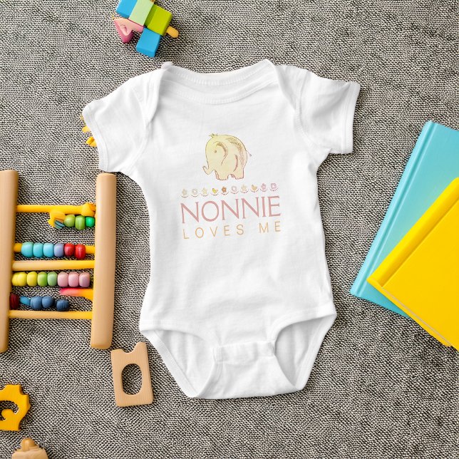 Body Para Bebé Elefante bebé lindo Nonnie me ama (Cute Baby Elephant Nonnie Loves Me Baby Bodysuit)