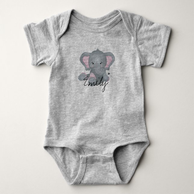 Body Para Bebé Elefante bebé lindo personalizado (Anverso)