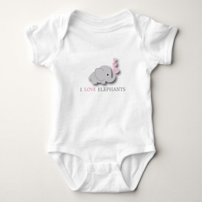 Body Para Bebé Elefante bebé rosa y gris (Anverso)