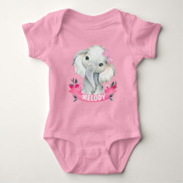 Body Para Bebé Elefante chica con nombre personalizado Rosas de t