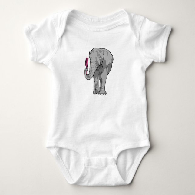 Body Para Bebé Elefante como peluquero con comb (Anverso)