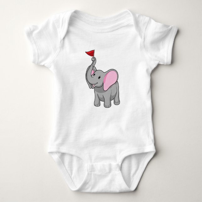 Body Para Bebé Elefante con bandera (Anverso)